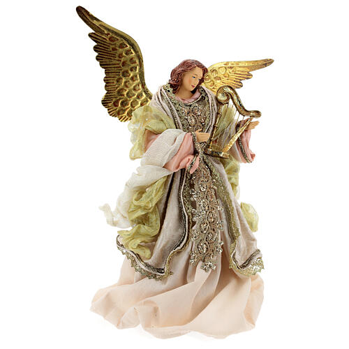 Angel with harp 45 cm, resin and fabric, Venitian style 5