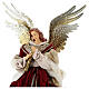 Angel with flute 45 cm, resin and fabric, red and gold, Venitian style s2