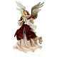 Angel with flute 45 cm, resin and fabric, red and gold, Venitian style s3