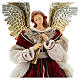Angel flute tree topper 45 cm resin fabric red gold Venetian style s4