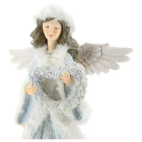 White angel with wreath h 37 cm