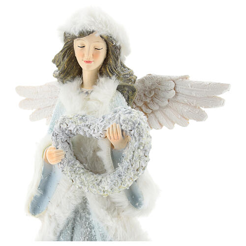 White angel with wreath h 37 cm 2