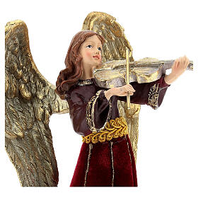 Christmas angel with violin red clothing H 34 cm