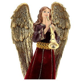 Christmas angel with trumpet, red and gold, h 33 cm