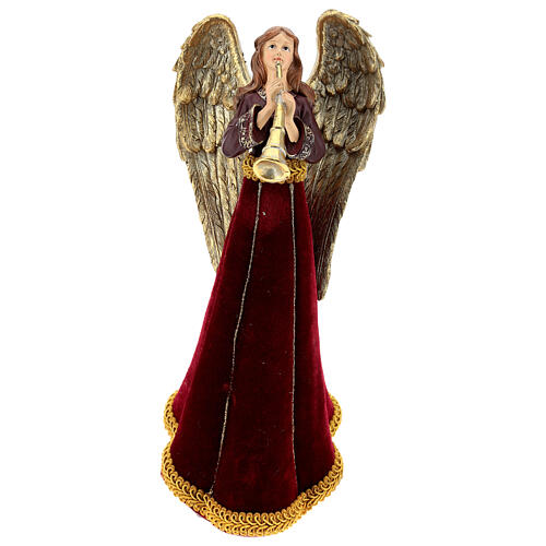 Christmas angel with trumpet, red and gold, h 33 cm 1