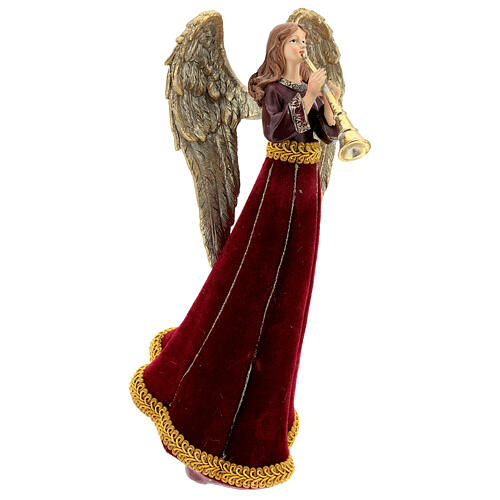 Christmas angel with trumpet, red and gold, h 33 cm 4