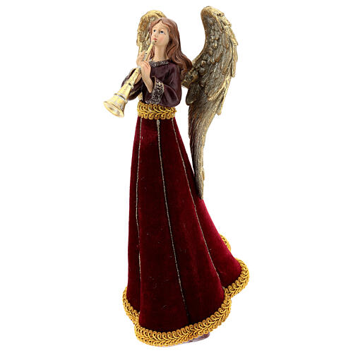 Christmas angel with horn gold red H 33 cm 3