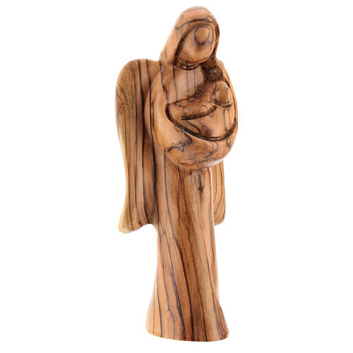 Statue of an angel with child, olivewood, 18 cm 4