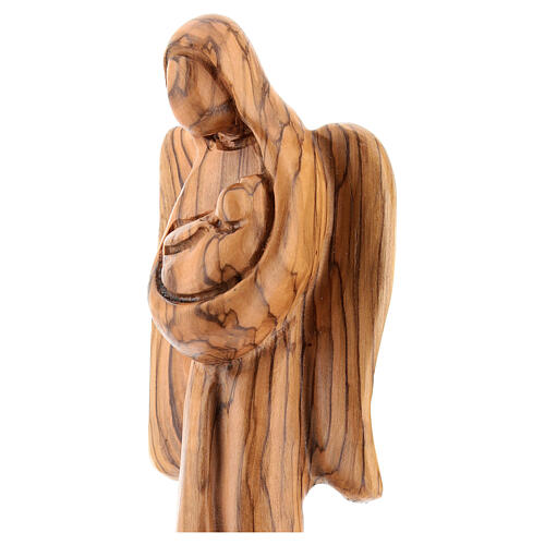 Estátua anjo com menino madeira de oliveira 18 cm 2