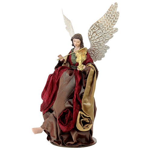 Ángel con violín estilo veneciano rojo oro 35 cm 4