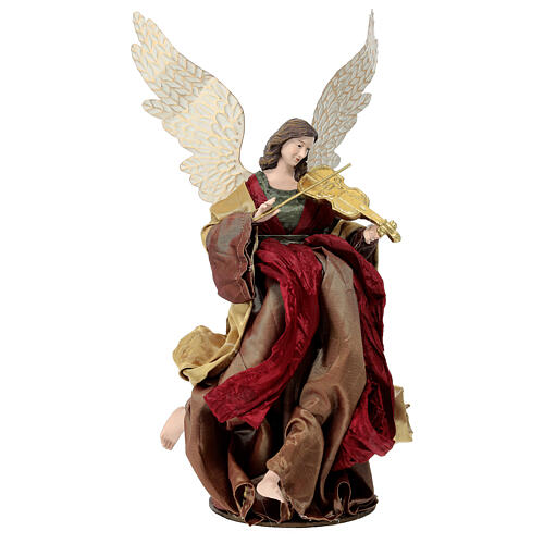 Anioł ze skrzypcami styl wenecki czerwony i złoty 35 cm 3