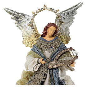Angel with lyre in Venetian style, resin and fabric, 35 cm