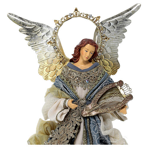 Angel with lyre in Venetian style, resin and fabric, 35 cm 2