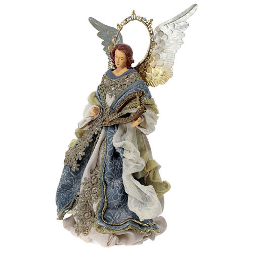 Angel with lyre in Venetian style, resin and fabric, 35 cm 3