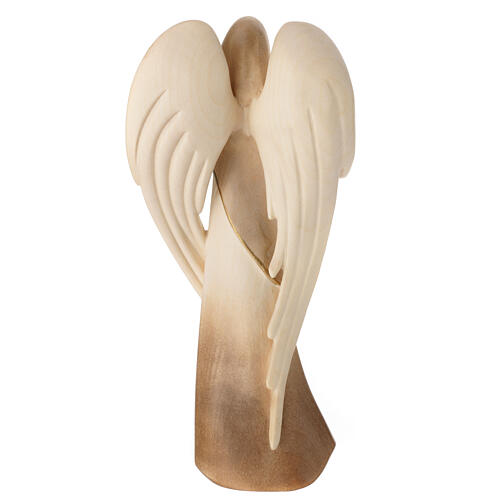 Angel with golden heart Flamingo, Val Gardena patinated wood 5