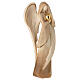 Angel with golden heart Flamingo, Val Gardena patinated wood s4