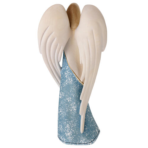 Painted wooden statue, Flamingo angel with golden heart, Val Gardena 5