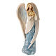 Painted wooden statue, Flamingo angel with golden heart, Val Gardena s4