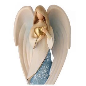 Colorful Flamingo angel in Valgardena wood with gold heart