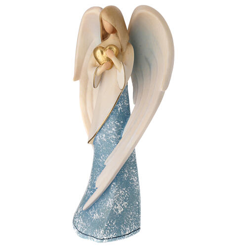 Colorful Flamingo angel in Valgardena wood with gold heart 3