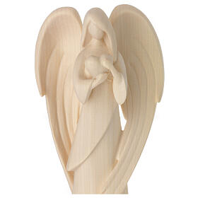 Angel "Flamingo" with golden heart, Val Gardena natural wood