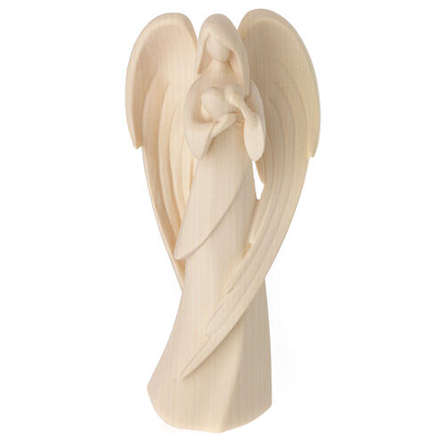 Angel "Flamingo" with golden heart, Val Gardena natural wood 1