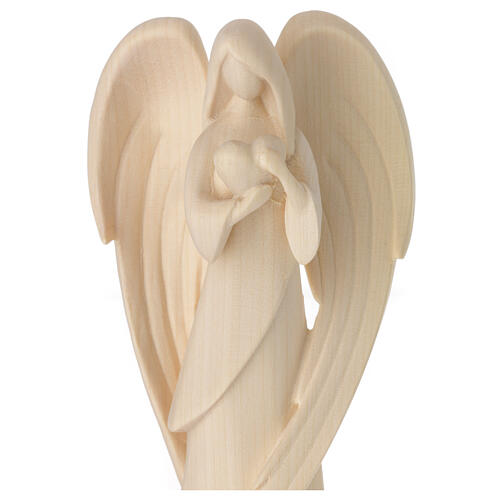 Angel "Flamingo" with golden heart, Val Gardena natural wood 2