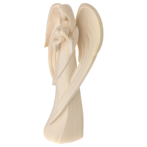 Angel "Flamingo" with golden heart, Val Gardena natural wood 3