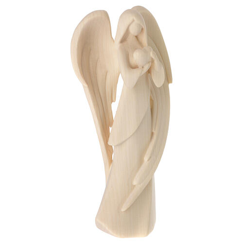 Angel "Flamingo" with golden heart, Val Gardena natural wood 4