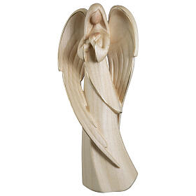 Flamingo angel, hands joined in prayer, alabaster finish, Val Gardena wood