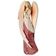 Angel "Flamingo" praying with hands to the heart, Val Gardena painted wood, red dress s3