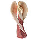 Angel "Flamingo" praying with hands to the heart, Val Gardena painted wood, red dress s4