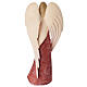 Angel "Flamingo" praying with hands to the heart, Val Gardena painted wood, red dress s5