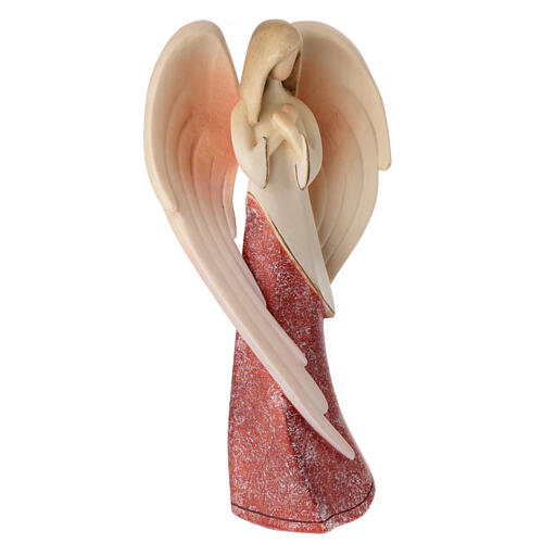 Angelo Flamingo in preghiera legno Valgardena rosso 4