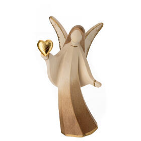 Angel with heart, patinated "Aram" design, Val Gardena wood