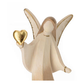 Angel with heart, patinated "Aram" design, Val Gardena wood