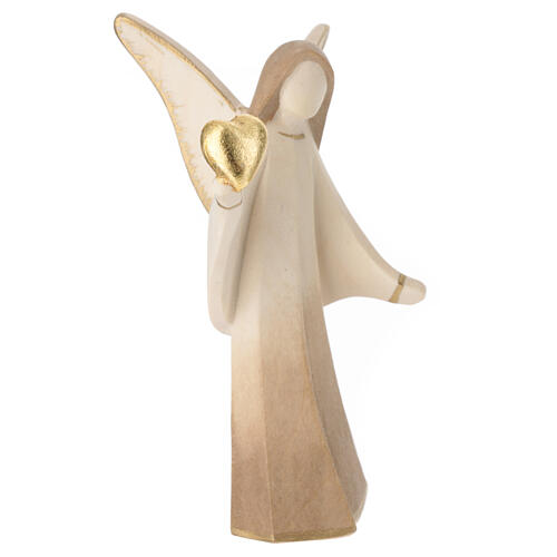 Angel with heart, patinated "Aram" design, Val Gardena wood 4