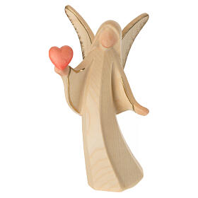 Aram angel with golden heart, alabaster finish, Val Gardena wood