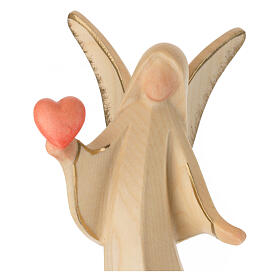 Aram angel with golden heart, alabaster finish, Val Gardena wood