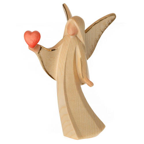 Aram angel with golden heart, alabaster finish, Val Gardena wood 3