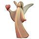 Angel Aram statue in colored red Val Gardena wood with heart s1