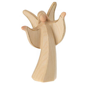 Angel Aram with alabaster finish, open arms, Val Gardena wood