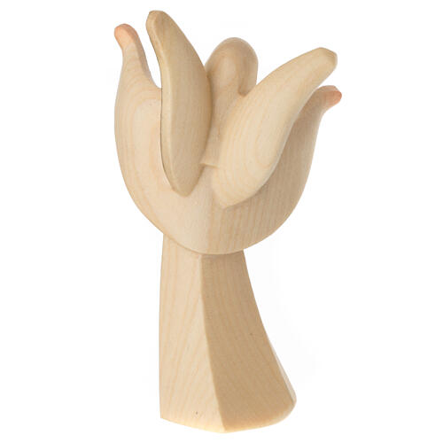 Angel Aram with alabaster finish, open arms, Val Gardena wood 5