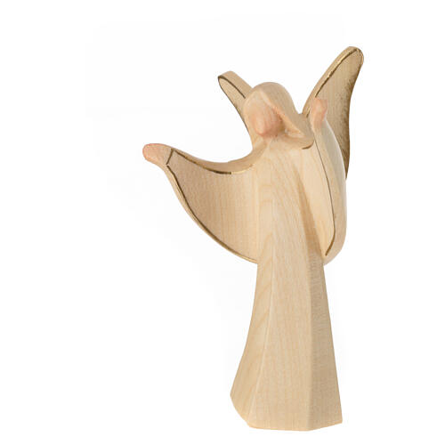 Aram angel statue in Val Gardena wood open arms alabaster 3