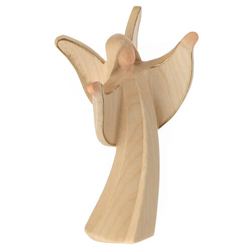 Aram angel statue in Val Gardena wood open arms alabaster 4