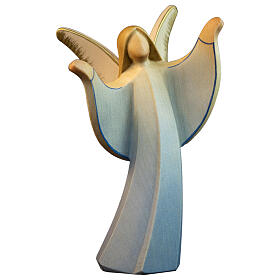 Painted wood statue of angel Aram, open arms, Val Gardena sculpture