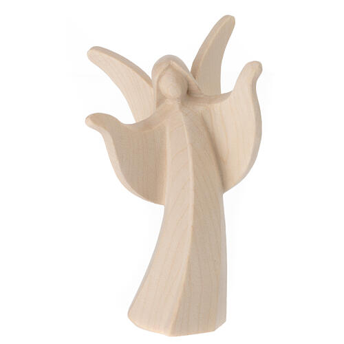 Val Gardena statue of an angel with open arms, Aram design, natural finish 1