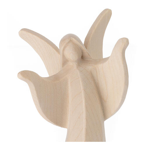 Val Gardena statue of an angel with open arms, Aram design, natural finish 2