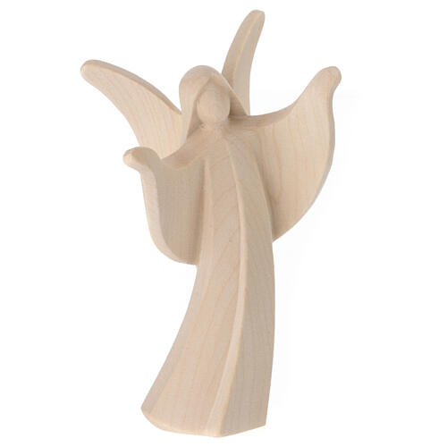 Val Gardena statue of an angel with open arms, Aram design, natural finish 4