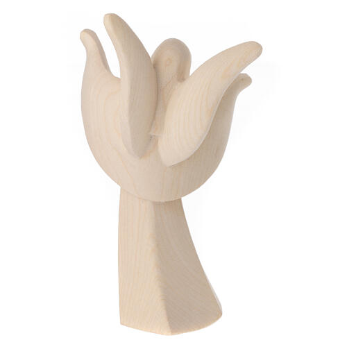 Val Gardena statue of an angel with open arms, Aram design, natural finish 5